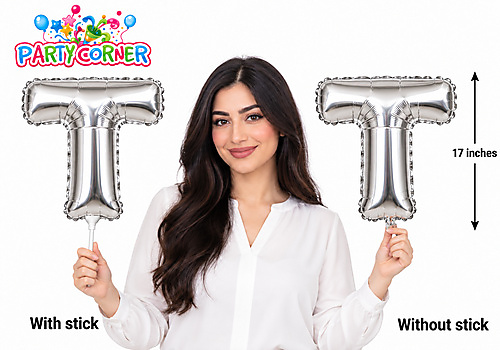 Small Silver Foil Letter T Balloon