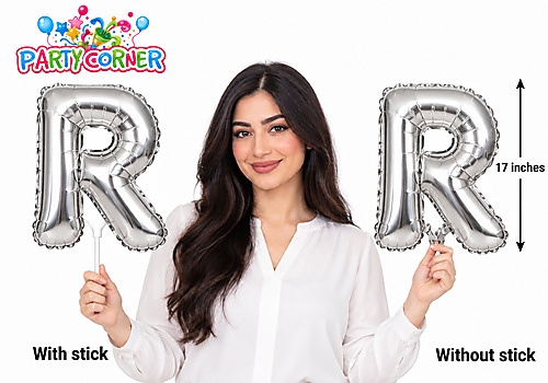 Small Silver Foil Letter R Balloon