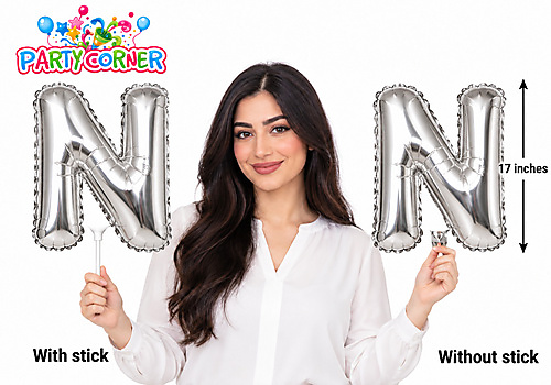 Small Silver Foil Letter N Balloon