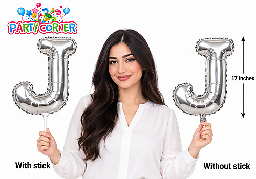 Small Silver Foil Letter J Balloon