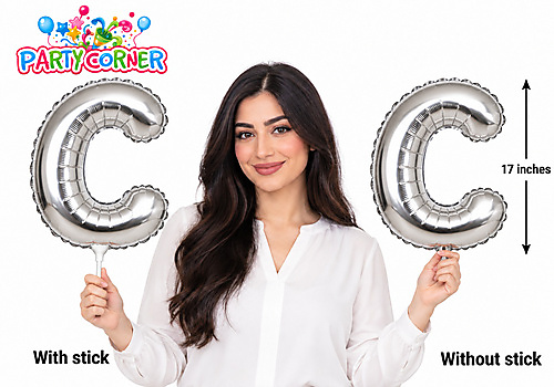 Small Silver Foil Letter C Balloon