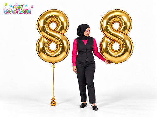 Large Gold Foil Number 8 Balloon