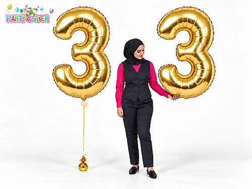Large Gold Foil Number 3 Balloon