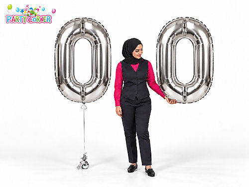 Large Silver Foil Number 0 Balloon