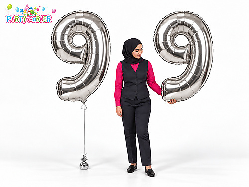 Large Silver Foil Number 9 Balloon