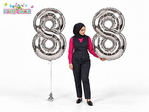 Large Silver Foil Number 8 Balloon