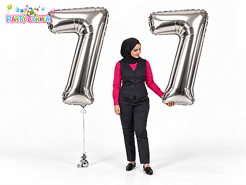 Large Silver Foil Number 7 Balloon
