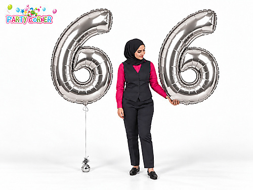 Large Silver Foil Number 6 Balloon