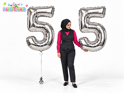 Large Silver Foil Number 5 Balloon