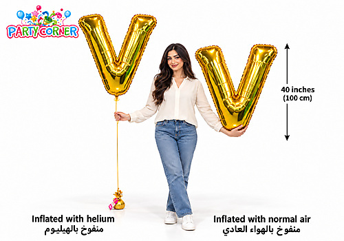40Inch - Gold Balloon Letter V Large Foil Balloon Letters (100cm)