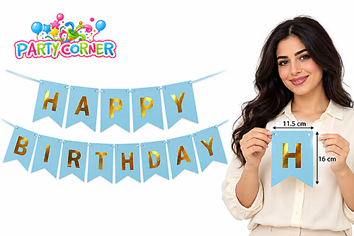 Baby Blue Happy Birthday Banner