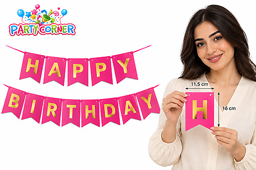 Pink Happy Birthday Banner