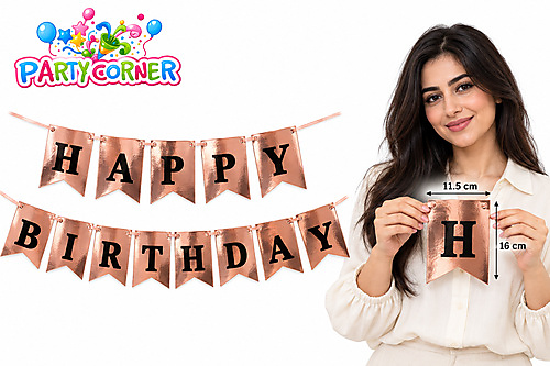 Rose Gold Happy Birthday Banner