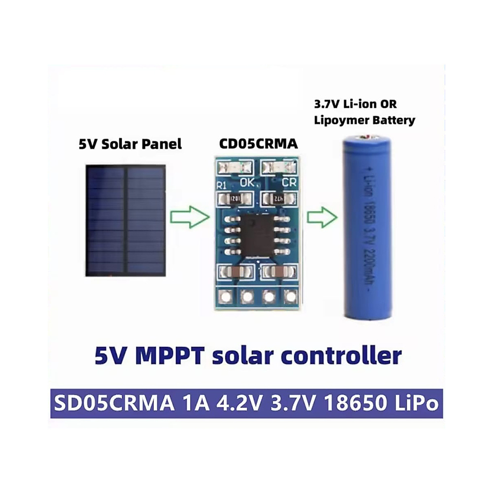 موديول شحن بطاريات ليثيوم بالطاقة الشمسية MPPT (1A 3.7V/4.2V)