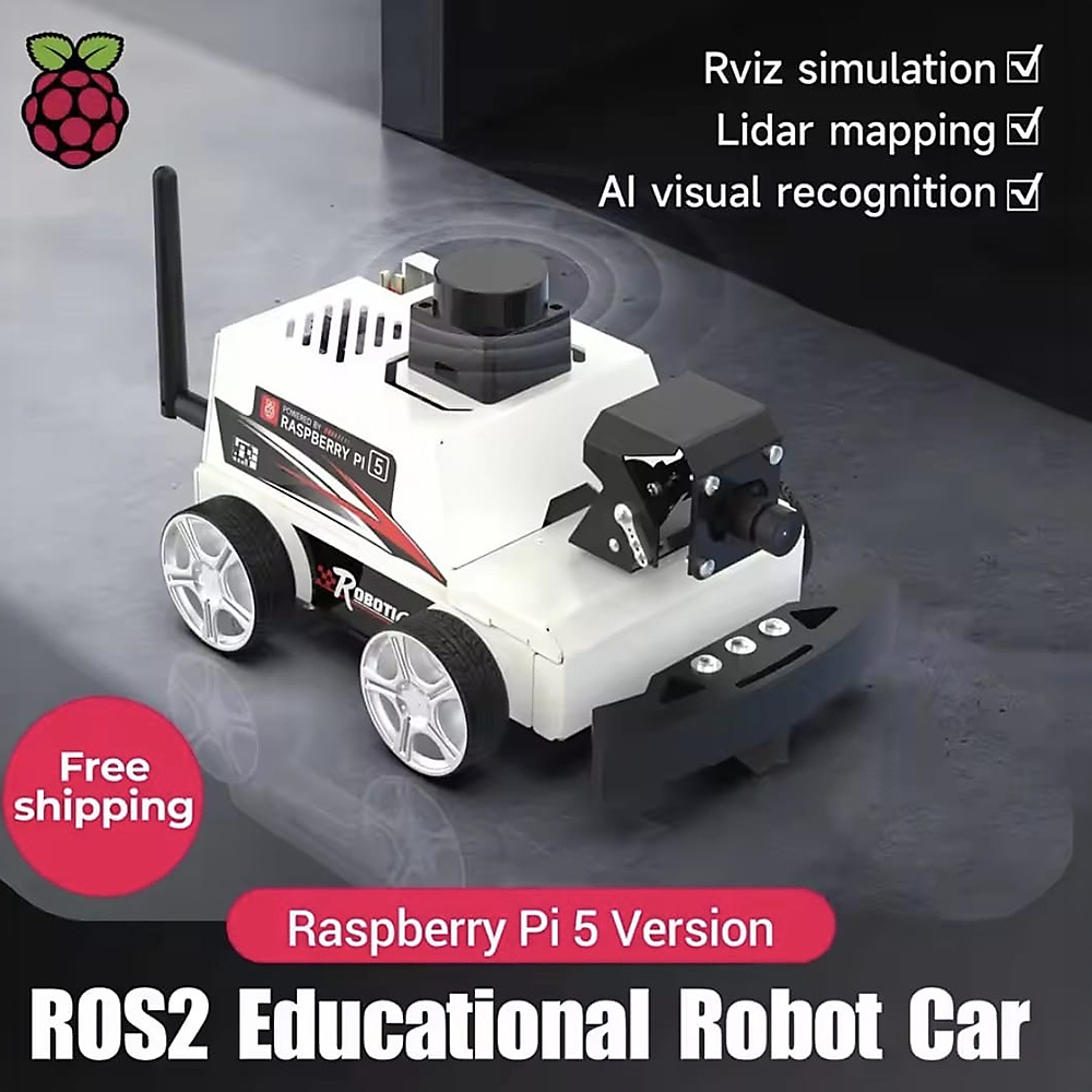 سيارة روبوت تعليمية متقدمة متوافقة مع Raspberry Pi 5 ونظام ROS2 (إصدار 16GB)