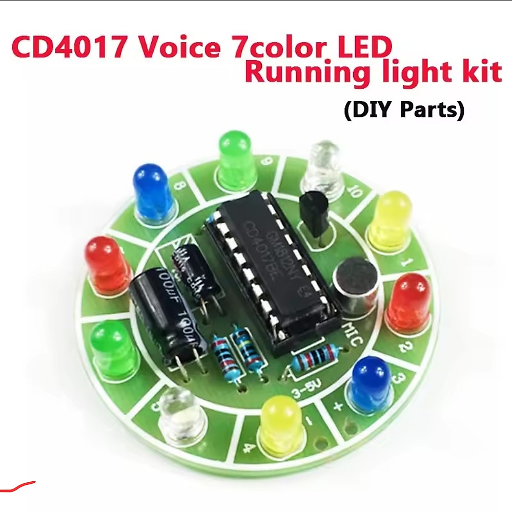 كيت أضواء الـ LED المتفاعلة مع الصوت (CD4017)