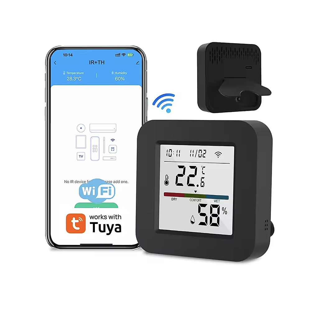 ريموت تحكم ذكي شامل WiFi بالأشعة تحت الحمراء (IR) مع شاشة رقمية وحساس حرارة ورطوبة