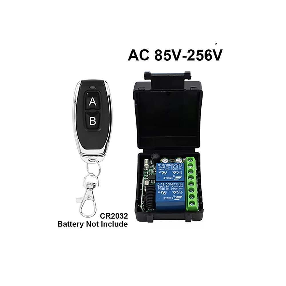 طقم مفتاح تحكم عن بعد لاسلكي 433MHz ريليه (AC 85V - 256V) مع 10 أجهزة ريموت كنترول