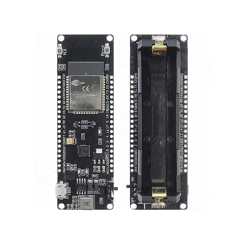لوحة تطوير ESP32 واي فاي وبلوتوث مع حامل بطارية 18650 مدمج