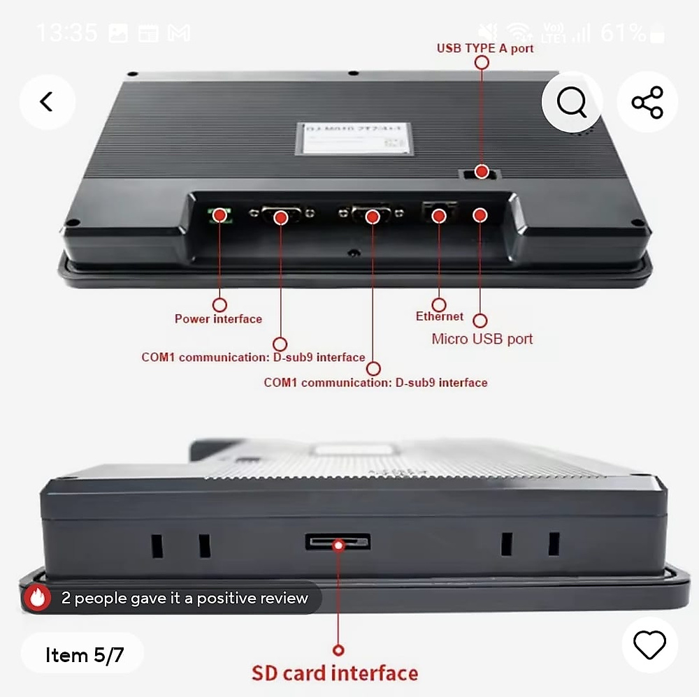 شاشة لمس صناعية تفاعلية 7 بوصة Huaqingjun للـ CNC وPLC