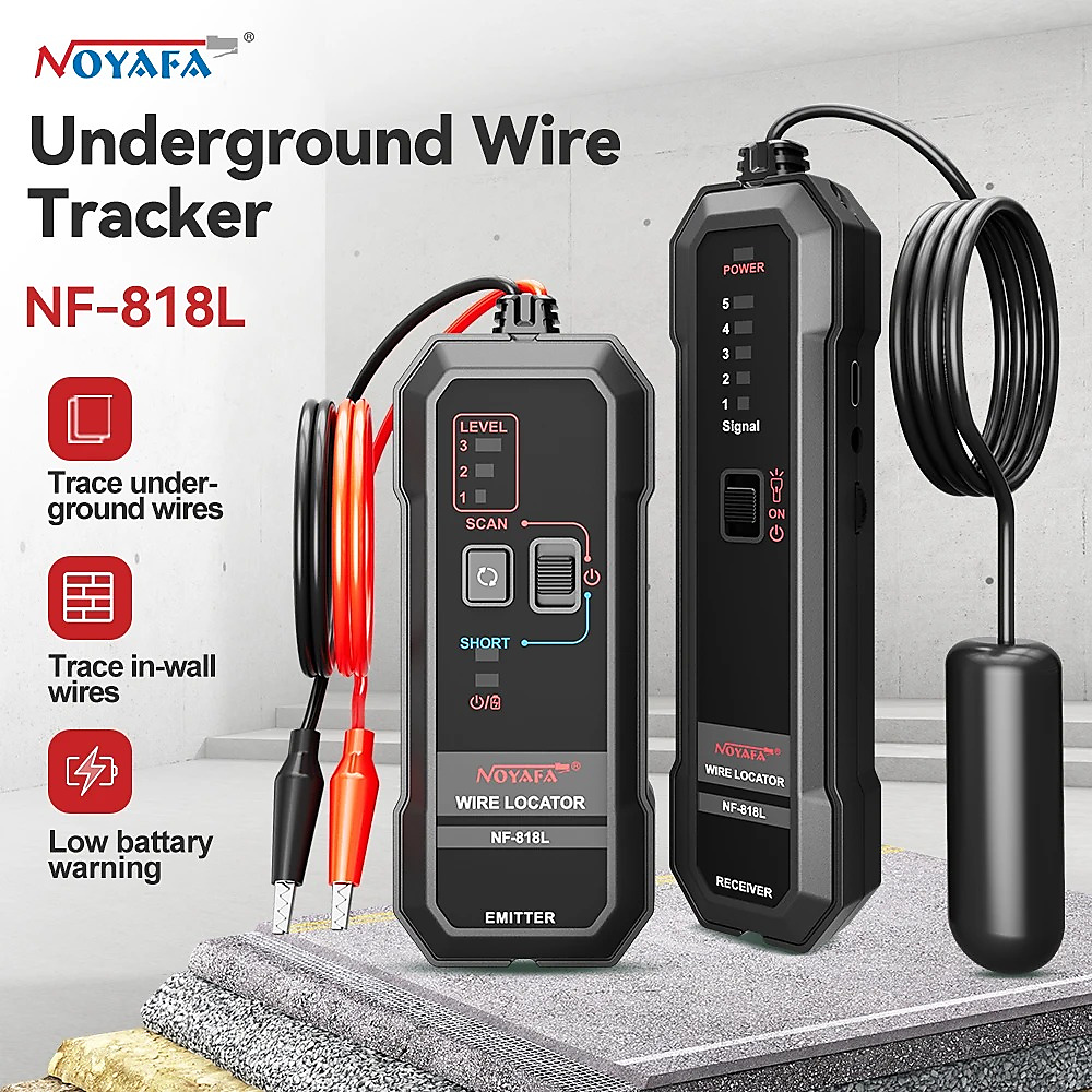 جهاز تتبع وتحديد أماكن الكابلات والأنابيب المدفونة (Noyafa NF-818L) مع تقنية مقاومة التداخل