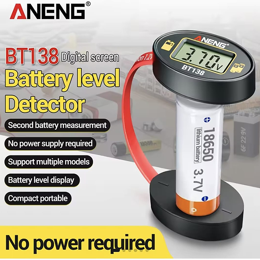 فاحص بطاريات رقمي محمول ANENG BT138 بشاشة LCD (بدون الحاجة لبطارية تشغيل)