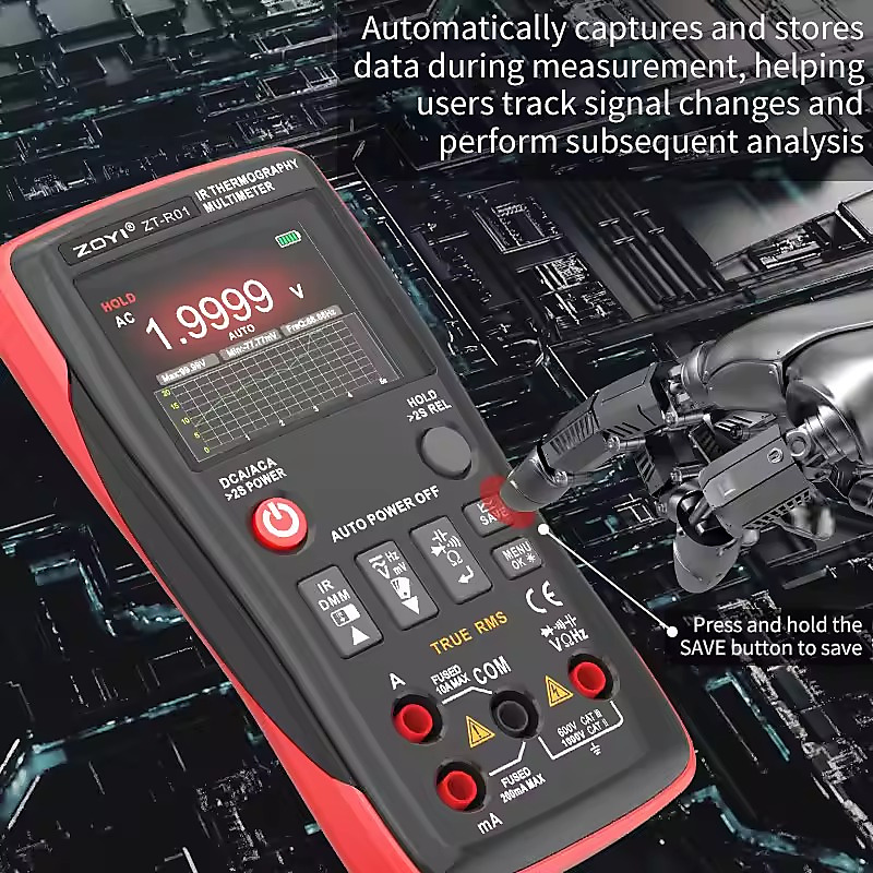 جهاز قياس متعدد ذكي مع كاميرا حرارية (ZOYI R01 2-in-1 Thermal Imaging Multimeter) بدقة 25000 بكسل