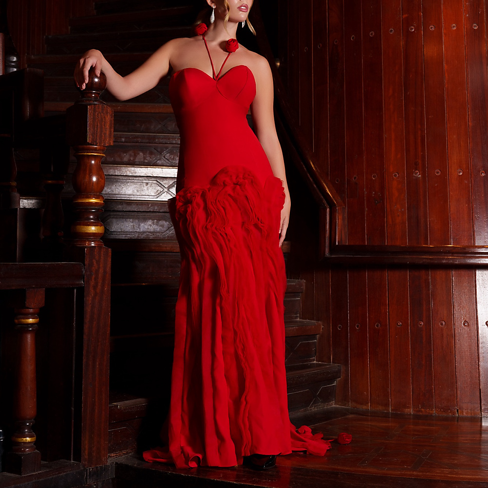 A red tulle and flower