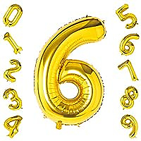 بالون هيليوم ذهبي رقم 6 قياس 1 متر