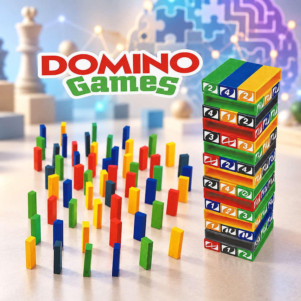 3 games in one game: Jenga, Uno, and Dominoes
