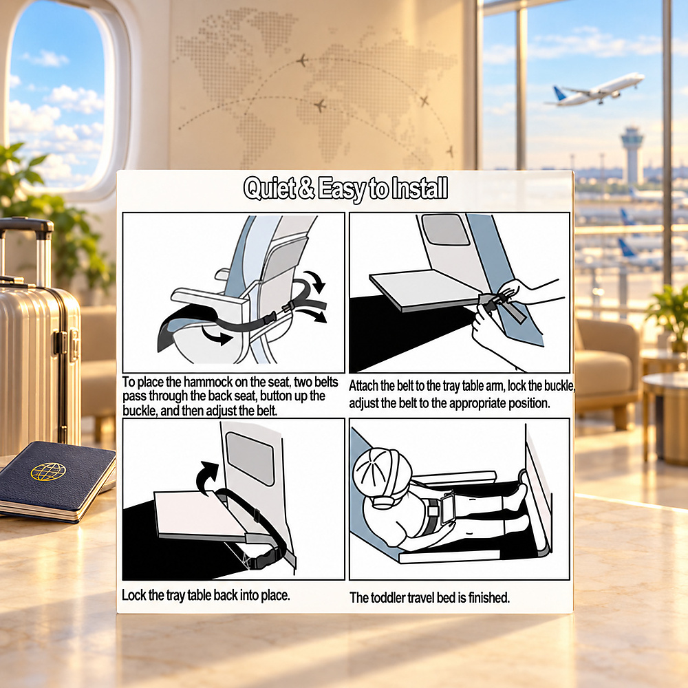 Airplane Footrest for Kids, Toddler Travel Bed, Portable Travel Foot Rest Hammock for Flights