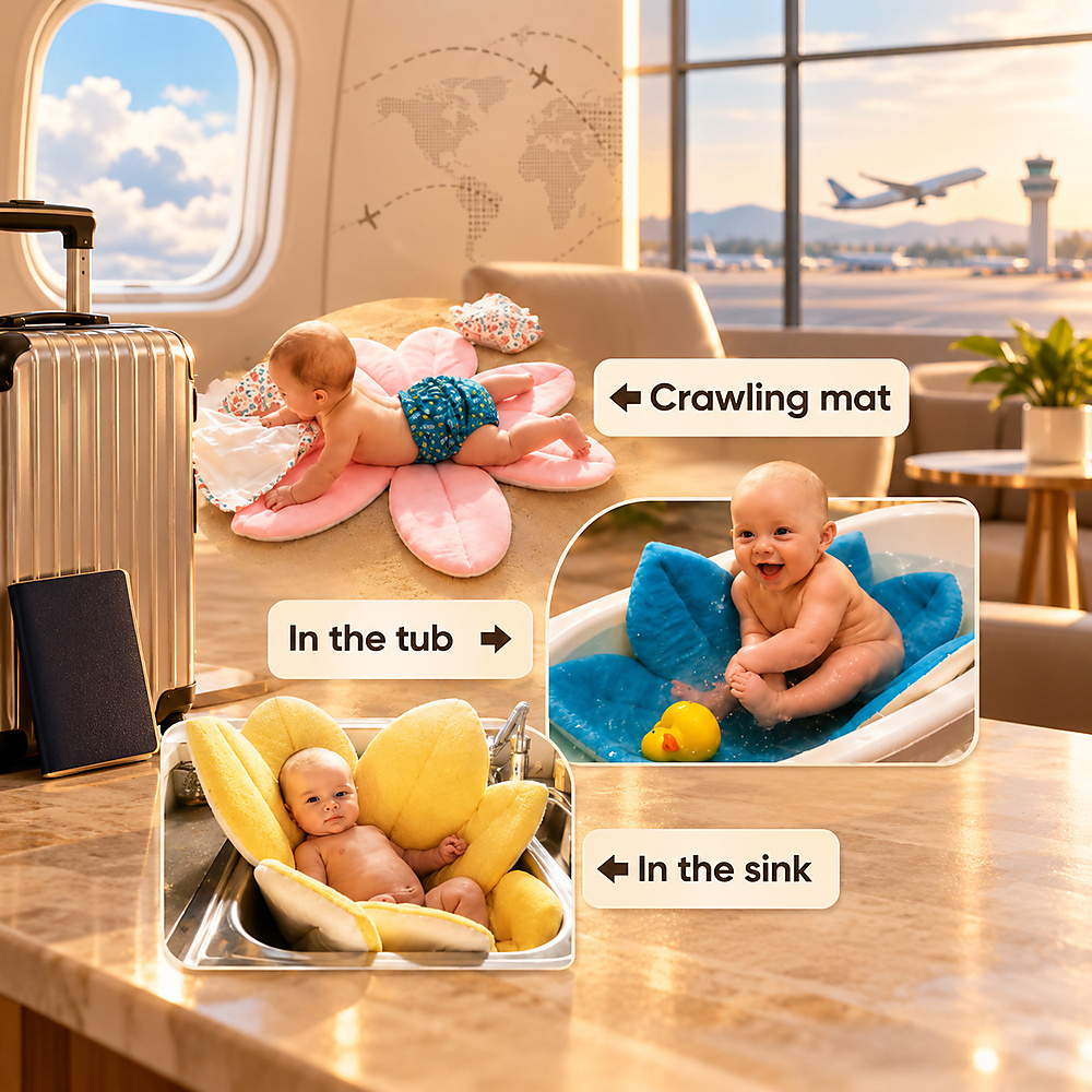 Baby Bath Flower Support, Floating Soft Infant Bath Anti-slip Pillow Lounger