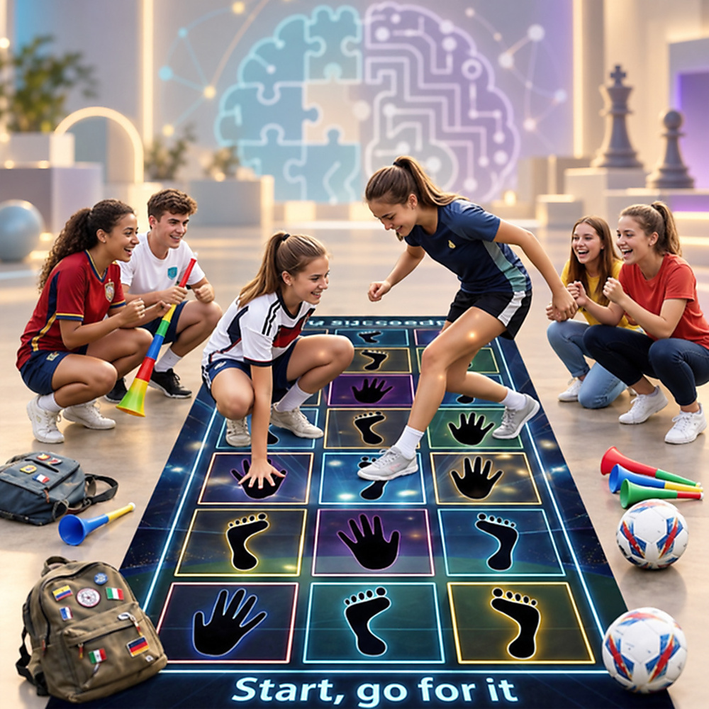 Interactive hands-and-feet play mat
