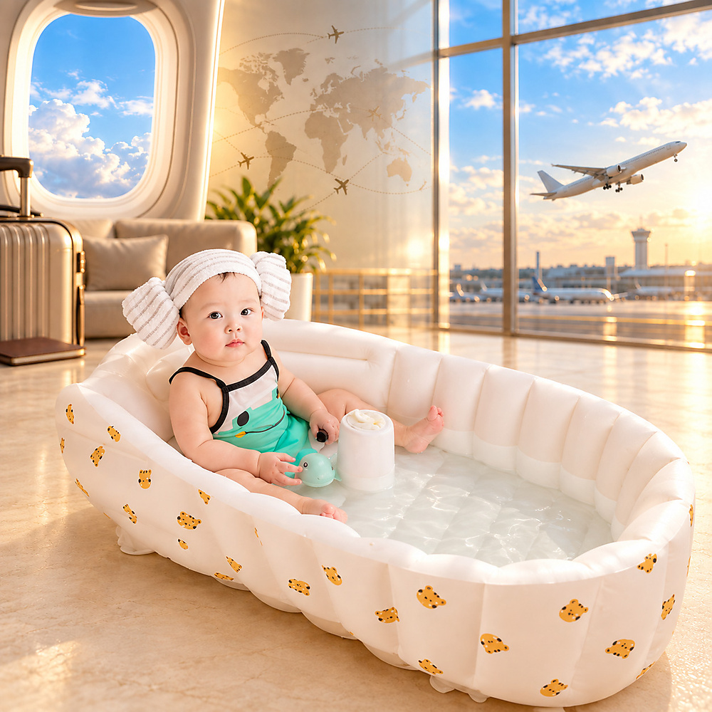 Inflatable Baby Bathtub, Portable Newborn Folding Toddler Bath Tub,