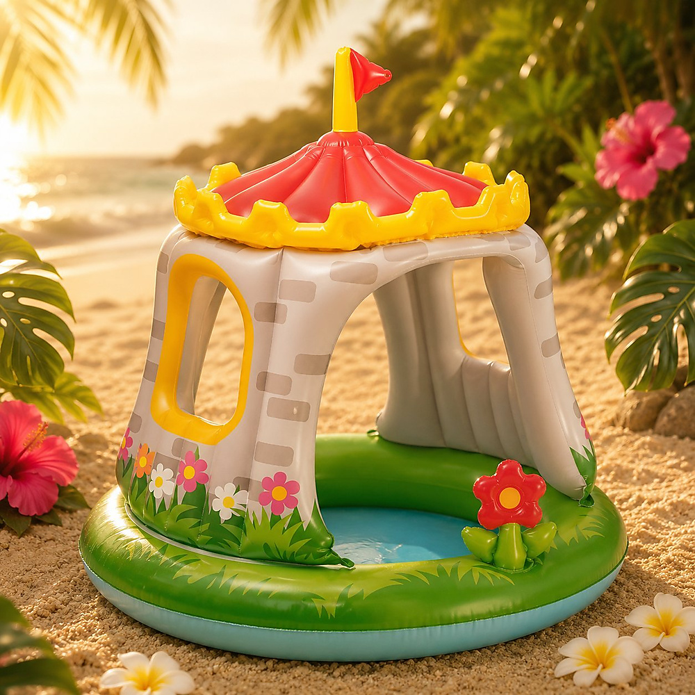 مسبح إنتكس 57122 بتصميم قلعة للأطفال، مصنوع من مادة PVC، 86 × 25 سم