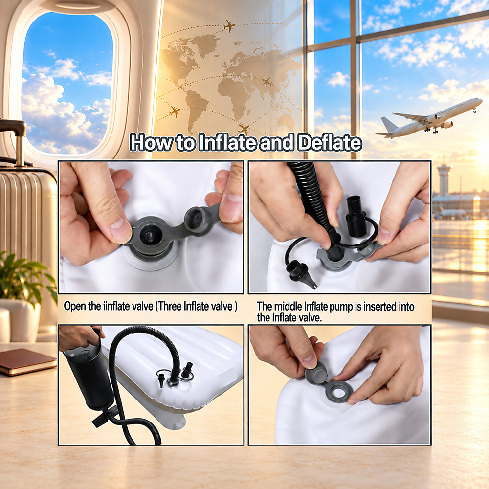 Inflatable Airplane Car Bed for Toddler,Baby Travel Plane Bed with Hand Pump