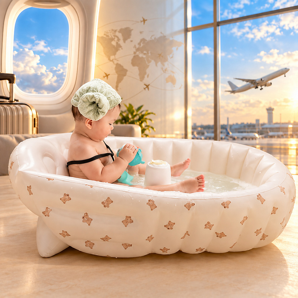 Inflatable Baby Bathtub, Portable Newborn Folding Toddler Bath Tub,