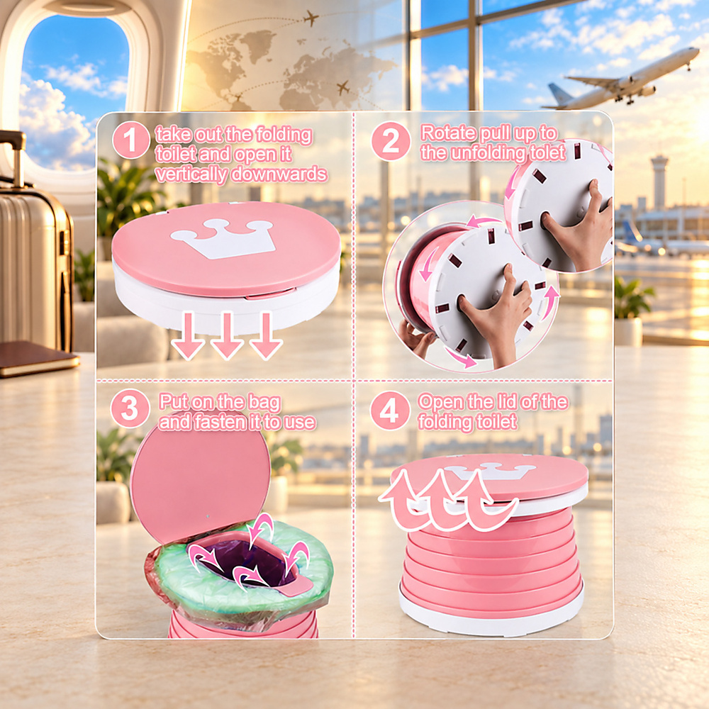 Portable Foldable Potty for Toddlers 2-in-1 Travel Potty Kids Training Toilet Seat