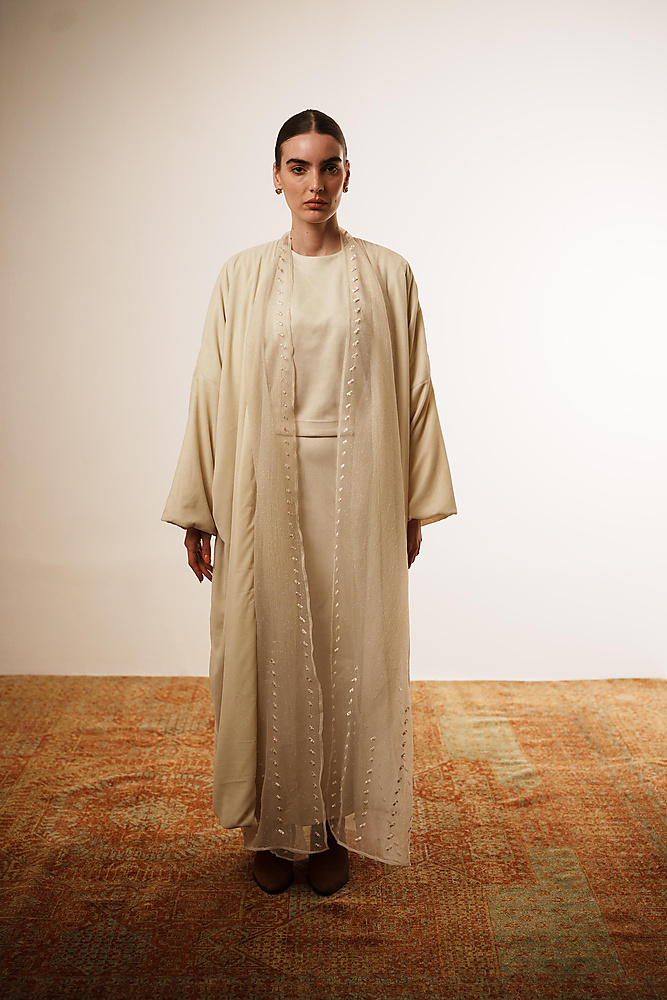 Layered bisht  (Cream)