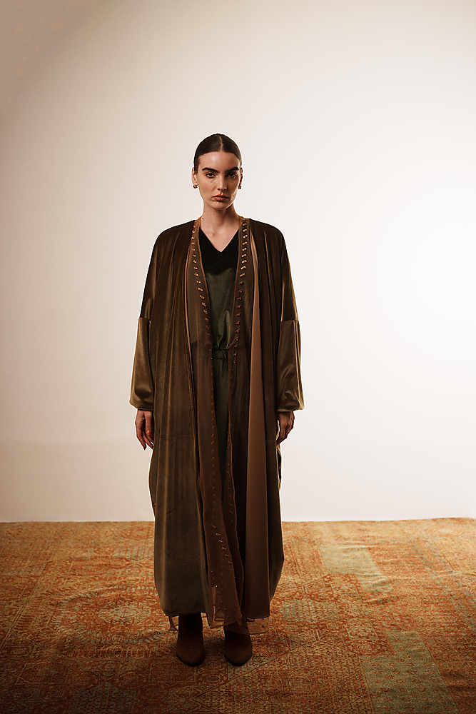 Layered bisht set (Camel)