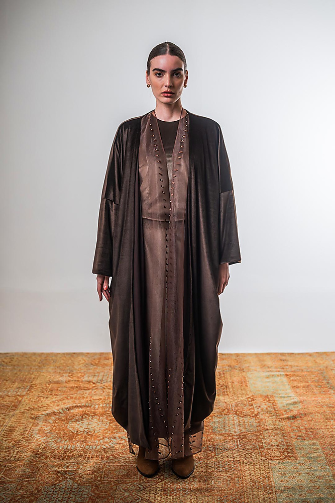 Layered bisht set (Brown)