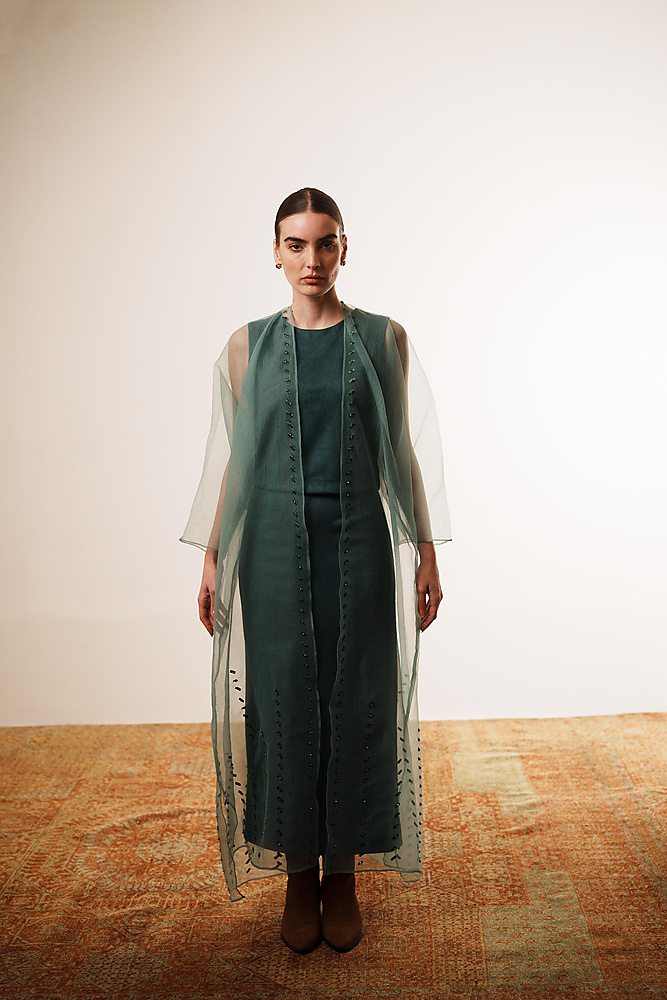 Layered bisht set ((Blue)