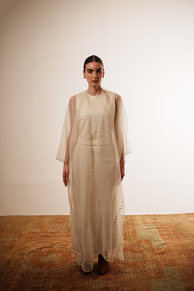 Layered bisht  (Cream)
