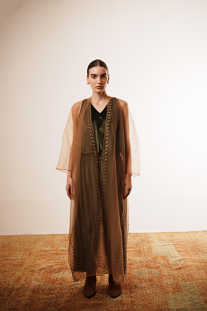 Layered bisht set (Camel)