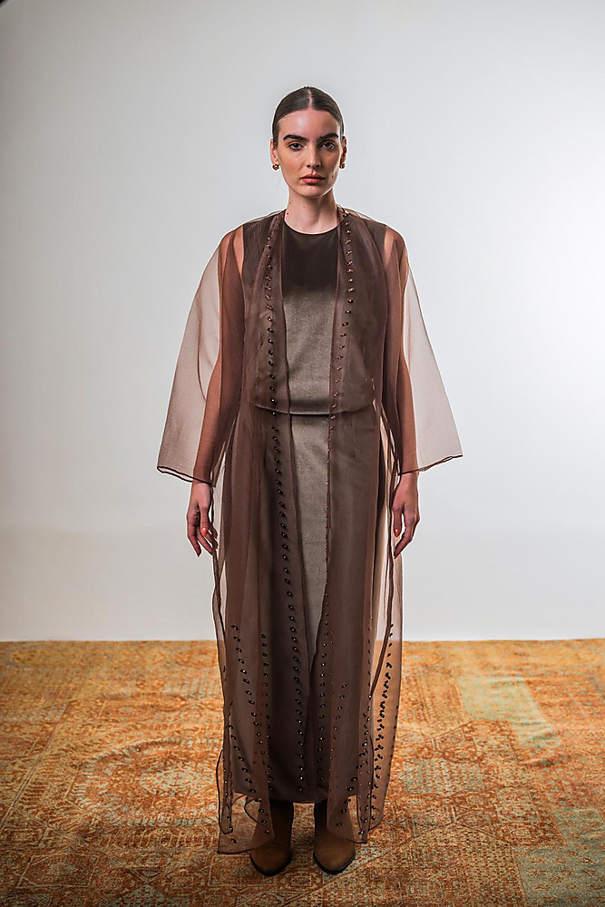 Layered bisht set (Brown)