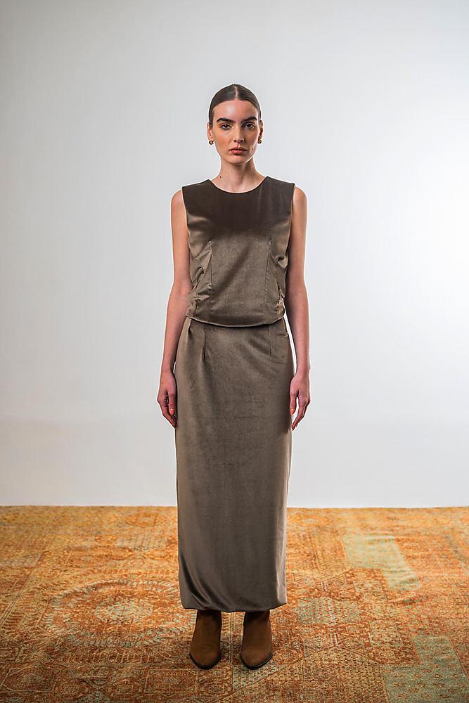 Layered bisht set (Brown)