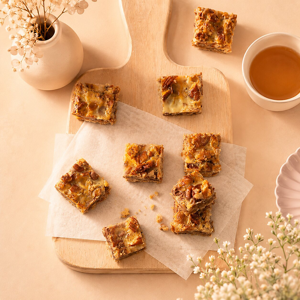 Nuts bites with kinder sauce