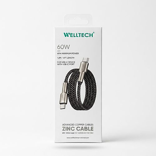 كابل شحن ونقل بيانات من ​العلامة التجارية: WELLTECH - بطول 1 متر - بقوة 60 واط