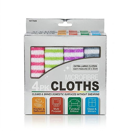 فوط تنظيف من المايكروفايبر 4 فوط حجم كبير (XL) بحجم 30 × 30 سم