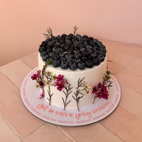 Blueberry Wax Flower cake